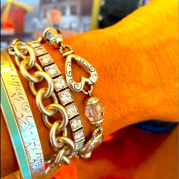 Brighton HEARTLAND Silver Heart Swarovski Crystal Necklace Bracelet Earring RARE - Picture 8 of 17